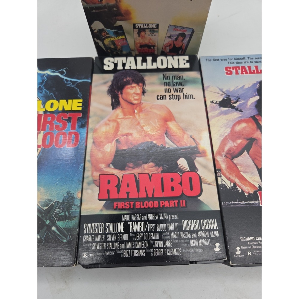 Rambo Trilogy VHS Parts 1 2 3 First Blood, First Blood Part II, Rambo III Tested - Picture 3 of 8